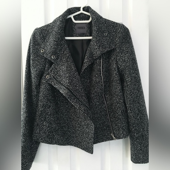 NWOT Retro Forenza Cropped Asymmetrical Zip Charcoal Gray Moto Jacket Women’s XS - Picture 1 of 9